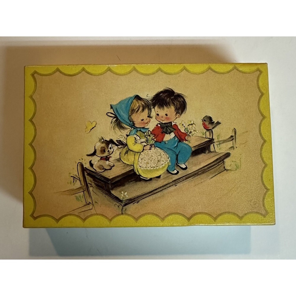 Vintage Lovables Cute Girl Boy Thinking of You 4 Cards and Envelopes with Box